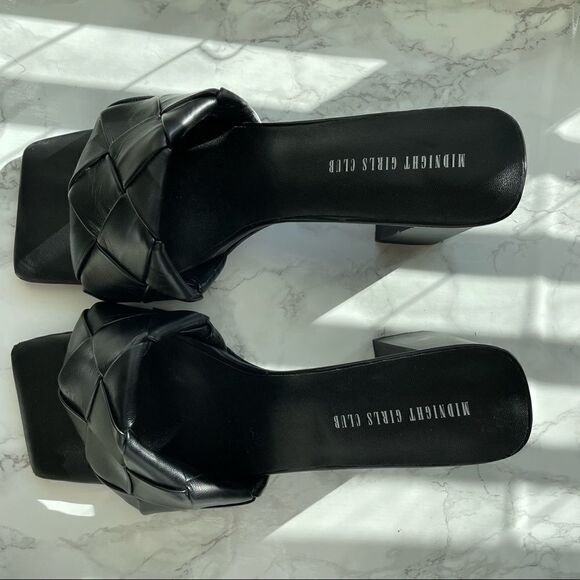 Princess Polly by Midnight Girls Club THE BISOU WOVEN SQUARE TOE HEELS BLACK - Picture 5 of 11